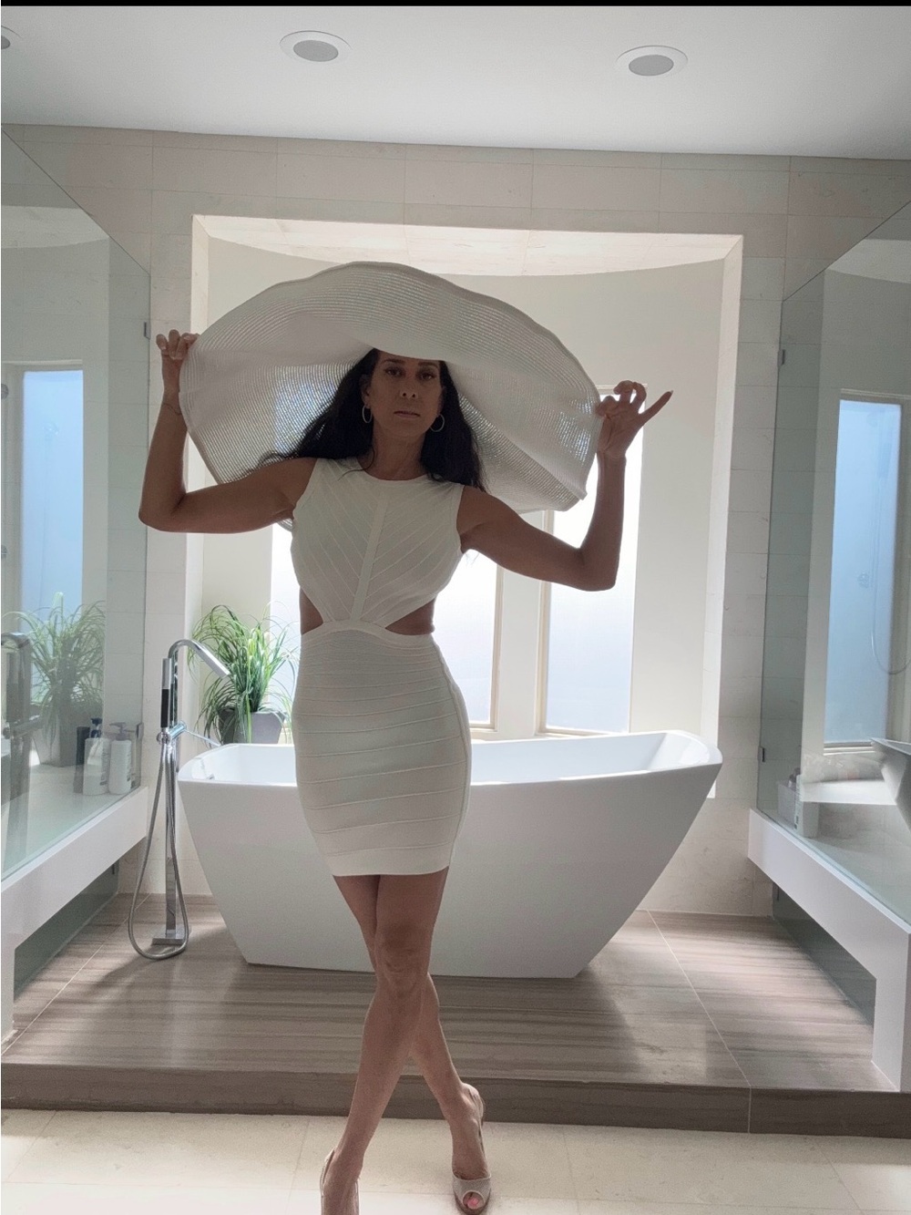 Herve Leger “Audry” Alabaster White Cutout Bandage Mini Dress